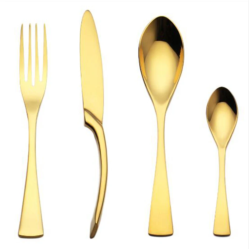 4/8/16/24pcs Tableware Set wedding Goldren Set Stainless Steel Gold Cutlery Set Dinnerspoon Forks Knives Teaspoon Dinnerware Set