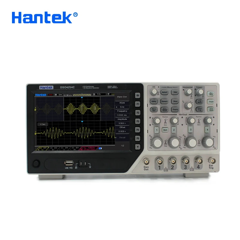 Hantek Official DSO4254C Digital Oscilloscope 4 Channels 250Mhz LCD PC Portable USB Oscilloscopes +EXT+DVM+Auto range function