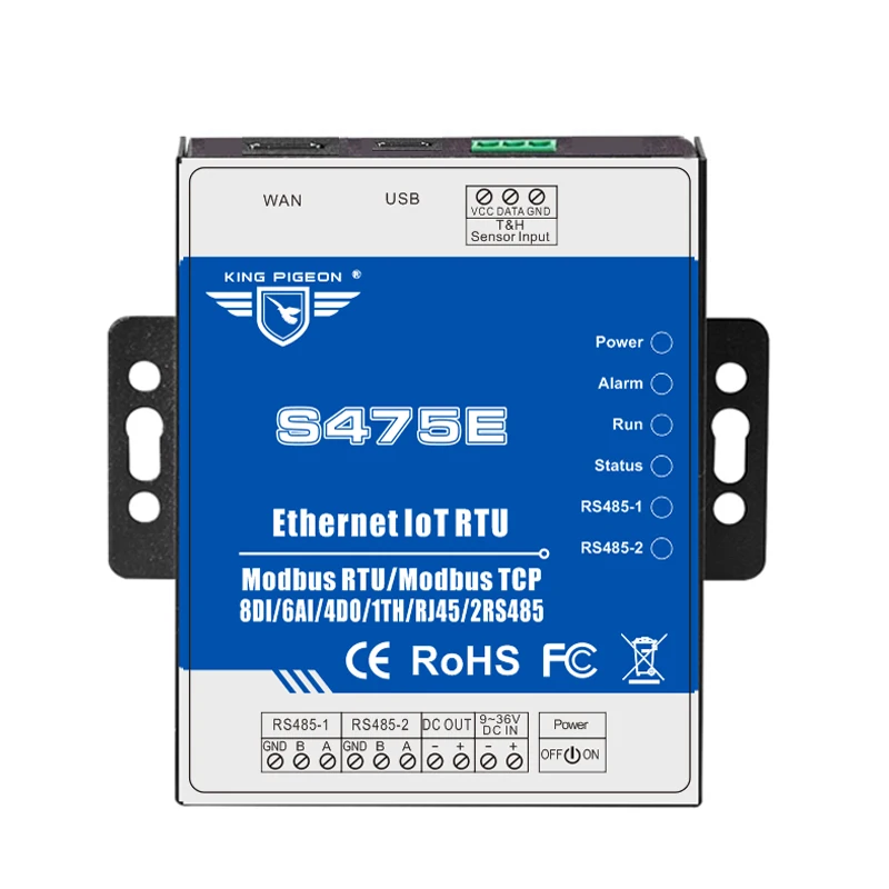 Programmeerbare Ethernet Iot Rtu Modbus Rtu Over Tcp Om Cloud Platform RS485 Seriële Server Met 8DI 6AI 4DO Ondersteunt 320 io Tags