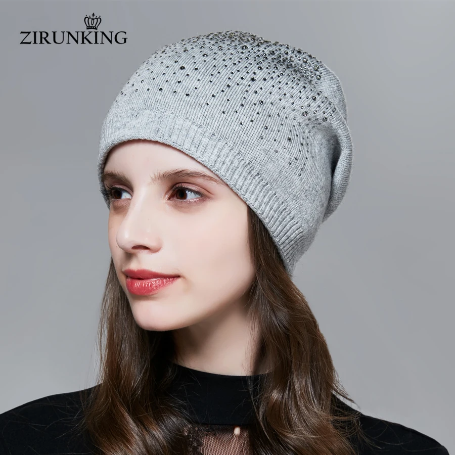 ZIRUNKING New Women Knitting Hat Fashion Female Autumn Warm Caps Casual Luxury High Quality Hot salefor Women  ZH1716