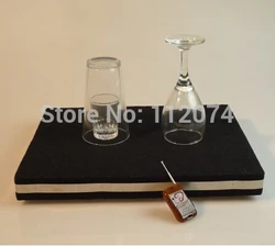 Two In One Remote Control Glass Breaking Tray Pro + Coin Into Glass Mat with organic cover Magic Tricks,Mentalism,Stage,Illusion