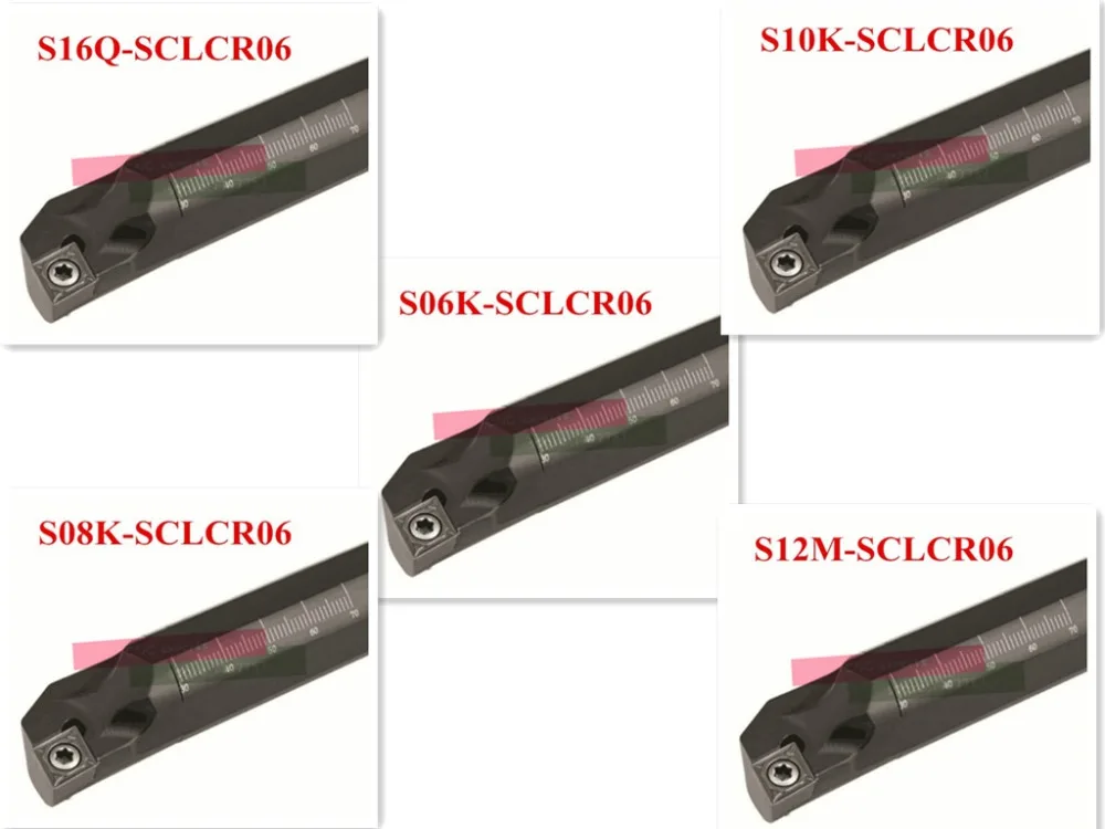 5PCS CCMT060204+5Pcs 6 8 10 12 16mm SCLCR Lathe Turning Holder Boring Bar Insert For Semi-finishing S06/S08/S10/S12/S16-SCLCR06