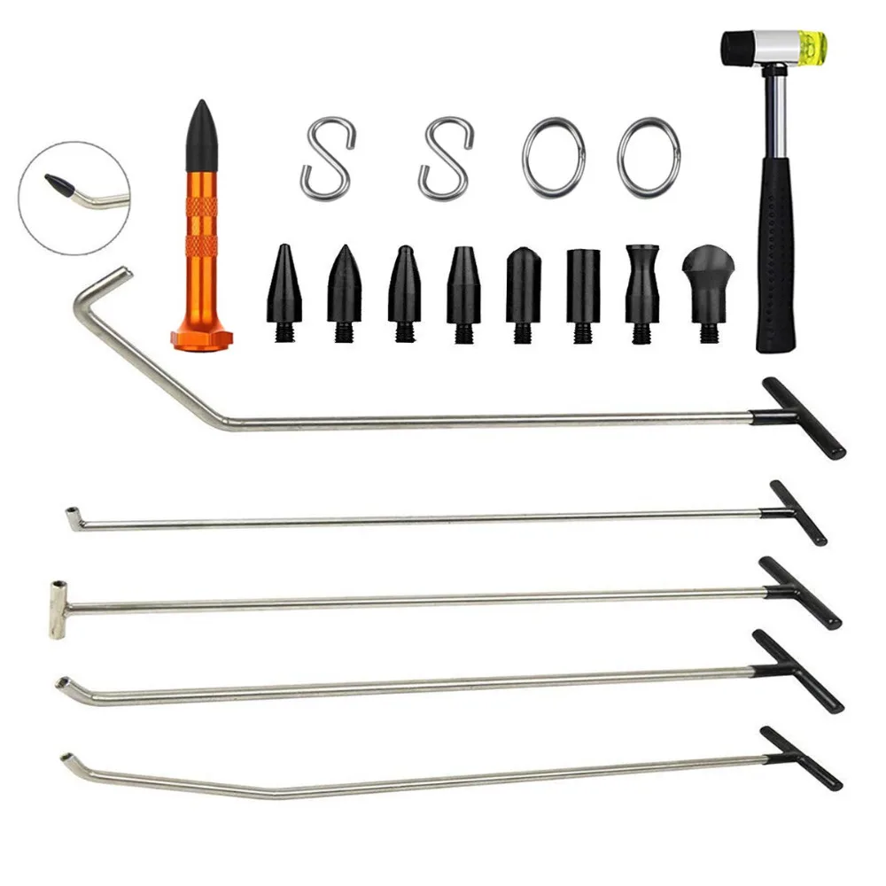 

Panitless dent Tools Hook Tools Push Rod Black Car Crowbar Paintless Dent Repair Tools tap down S hooks Ding Hail Puller Set