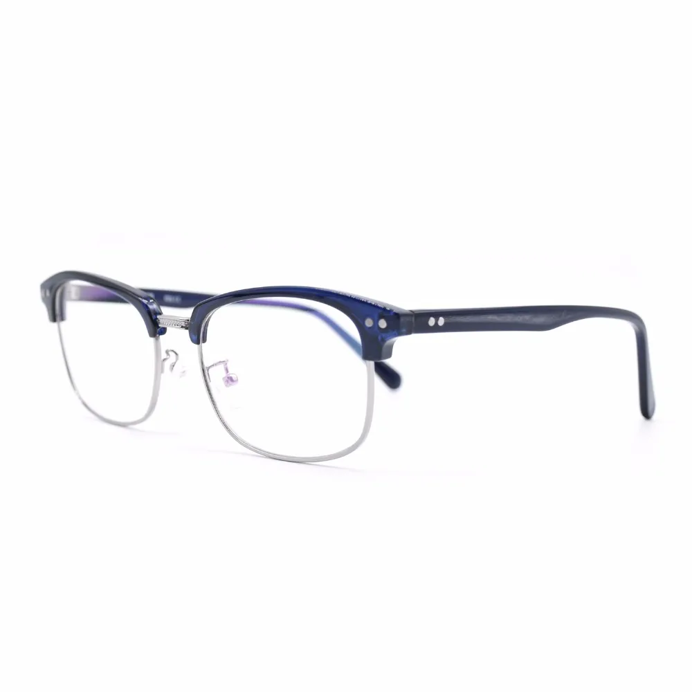 

HKUCO Classic Half Frame Clear Lens Eyewear Dark Blue Frame Glasses