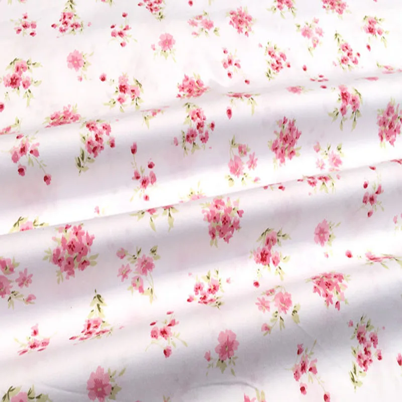 Graceful Brand New 50x160cm Pink Big Small Blooming Flowers Printed Cotton Fabric Floral Fabric For DIY Sewing Bedding Clothing