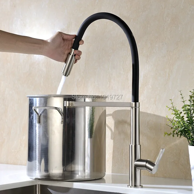 Imagem -05 - Torneira da Cozinha Pull Down Mixer Sink Tap Deck Montar Brusehd Níquel Quente e Fria Comercial Polido Chrome para Barra