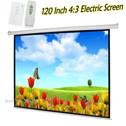 Automatic Pull Down Beamer Projector Screens Canvas Fabric 120 Inch 3D Cinema Electric Projection Screen 4:3 For School Office