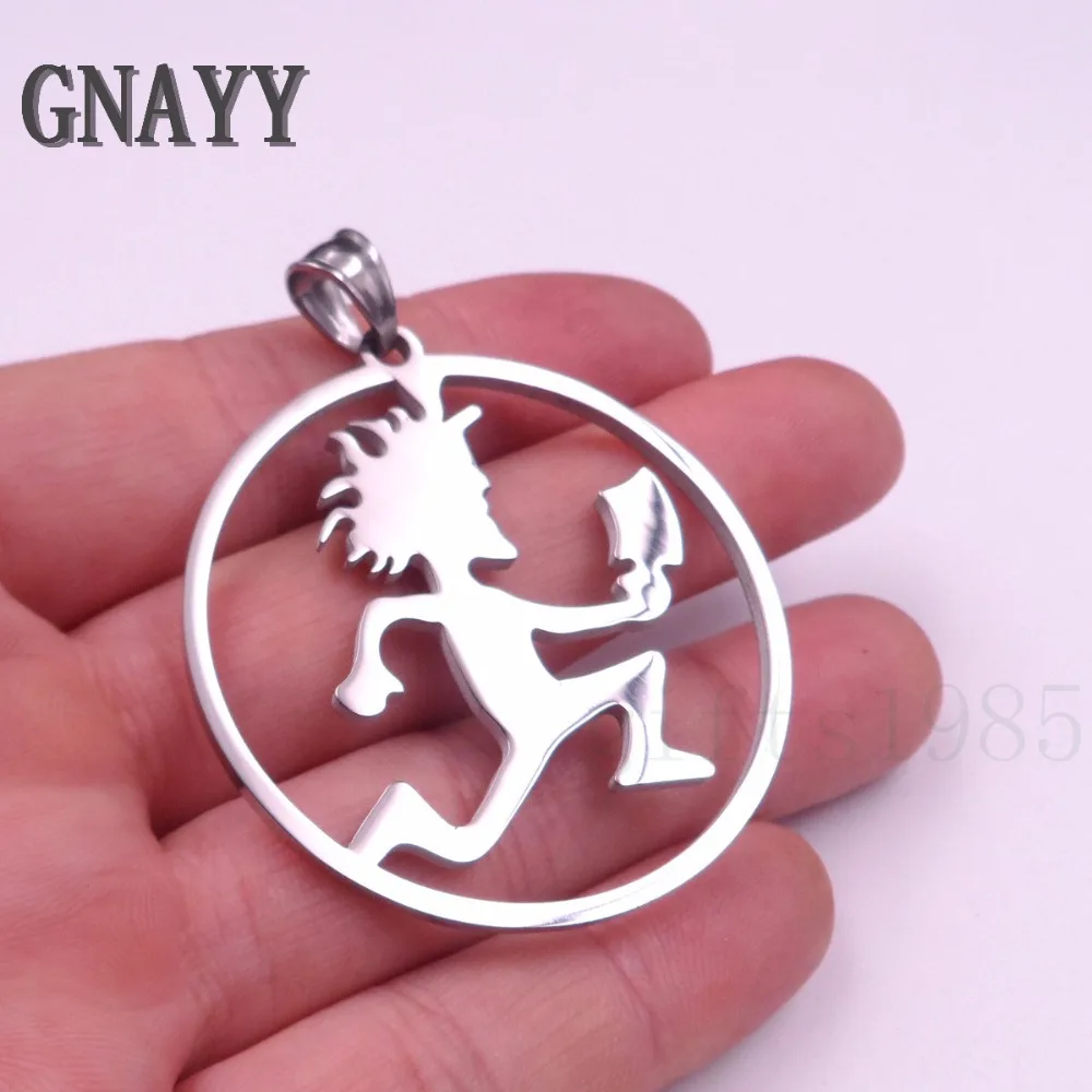 GNAYY Mens Large 2 inch Hatchetman Charms ICP Hatchet Man Pendant Juggalo Stainless Steel Pendant Necklace 5mm curb chain 24'' image 2