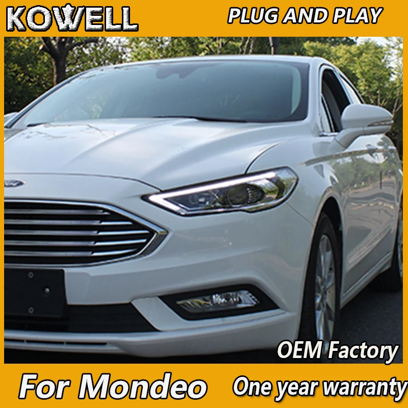 KOWELL Car Styling for Ford Mondeo 2017 Headlights fusion LED Headlight DRL Hid Bi Xenon Beam Lens Flash Straight Yellow Turning