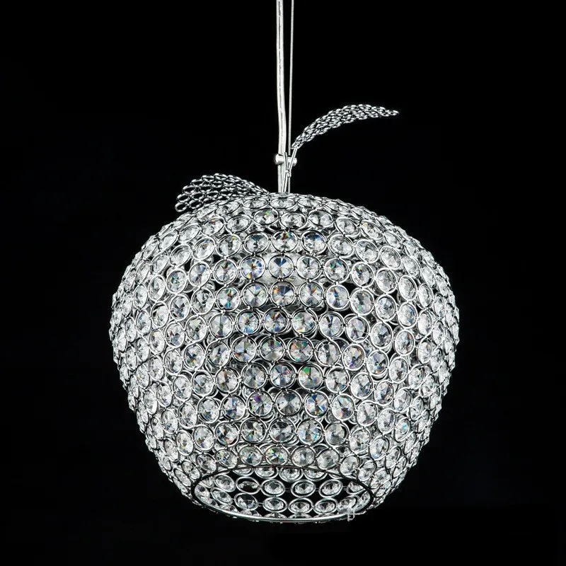 

Modern Apple Stainless Steel Led Lamps Crystal Pendant Lights Bedroom Lamps Led Luster Light Crystal Restaurant Pendant Lamps