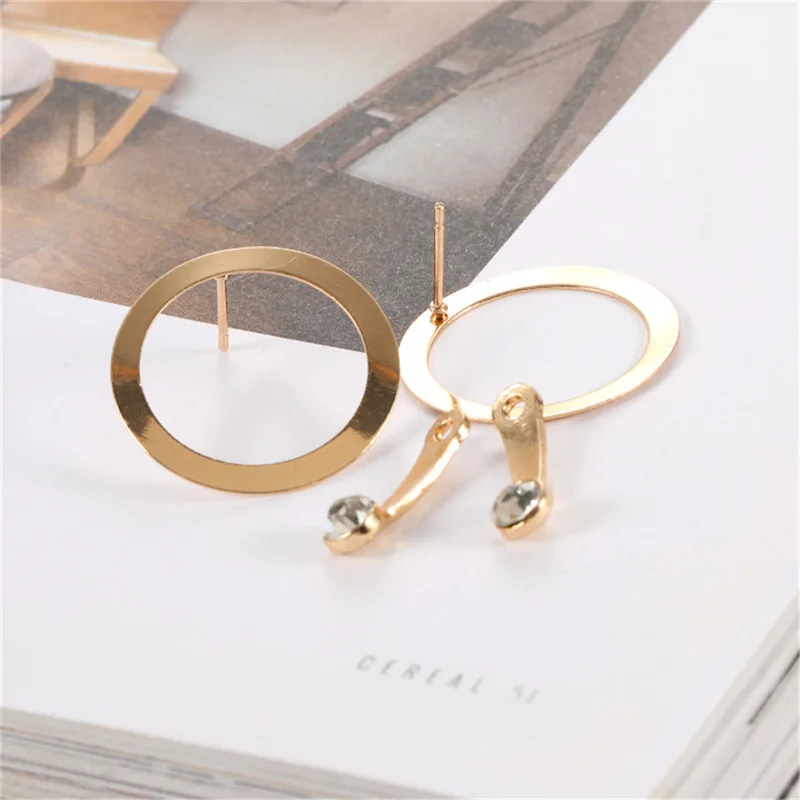 2019 New Exaggerated Fashion Personality Geometric Circle Rhinestone Rear Hanging Earrings Jewelry Accessories Luxury Brand