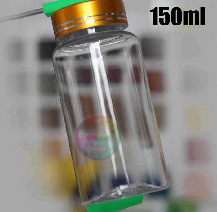 100PCS TOP 150ML/150CC Clear PET Plastic Empty Bottles, Capsules Medicine/Pills/Powder/Vatimin Bottles -- Golden Metal Caps