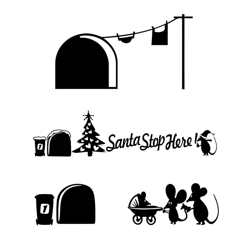 Funny Mouse Hole Wall Stickers Cartoon Rat Hole Removable Mural Christmas Home Decor Bedroom Living Room Decoration Decals