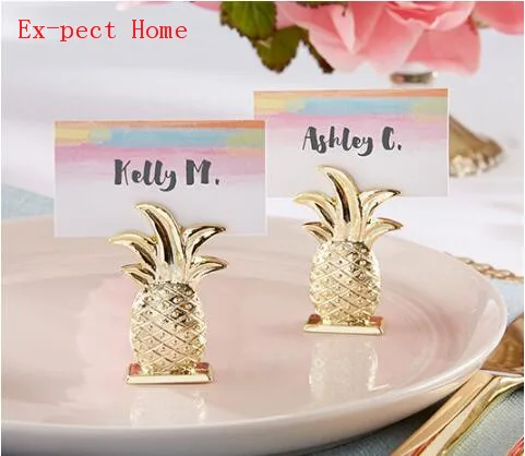 

Free shipping 100pcs/lot Wedding Favors Gold Pineapple Place Card Holder Party Favors