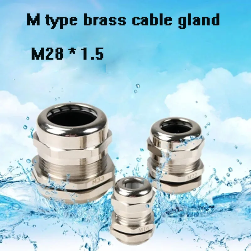 1piece M28*1.5 Nickel Brass Metal IP68 Waterproof Cable Glands Connector Wire Glands for 13-18mm cable free shipping