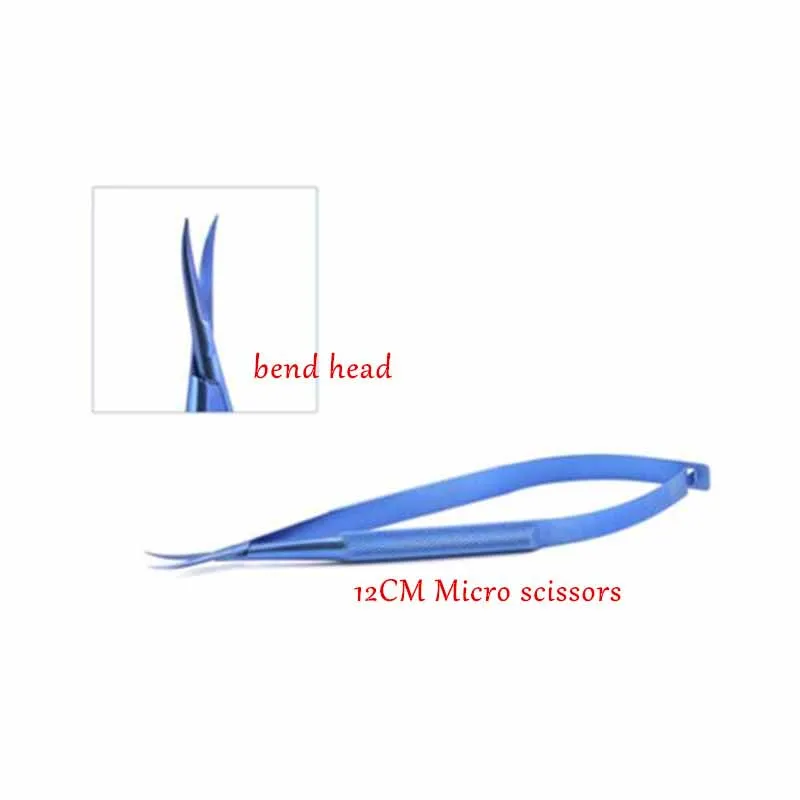 

12cm Bend Head Micro Cornea Scissors Hand Tool Surgery Titanium Alloy Ophthalmic Instruments High Quality