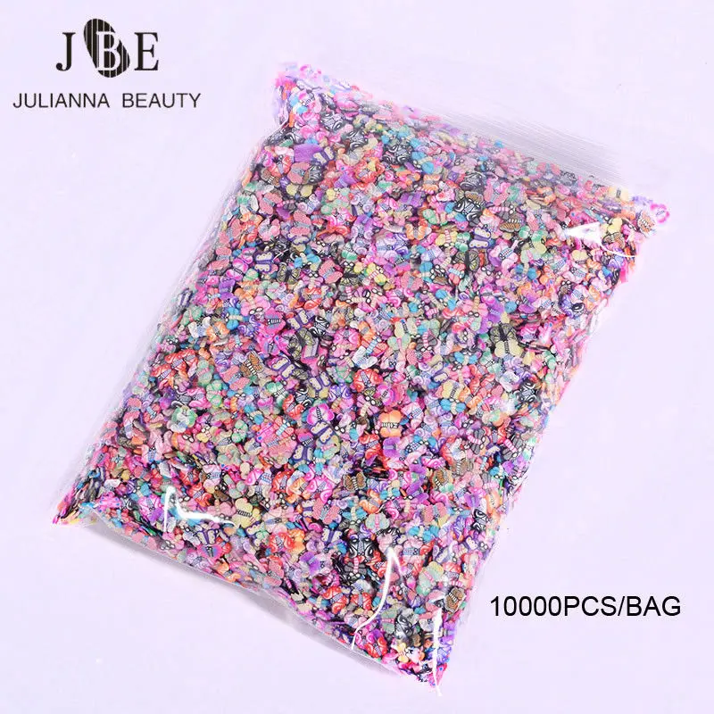 10000PCS/BAG 5mm Polymer Clay 3D Nail Art Decoration Mix Flowers Feather Fruit Cane Slice For DIY Acrylic Nail Wholesale