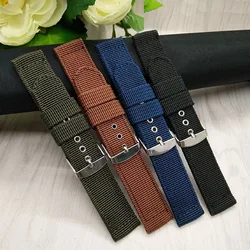 HENGRC Watch Band Outdoor Sports Nylon Strap 18mm 20mm 22mm 24mm Handmade Canvas Watchband Steel Metal Needle Buckle