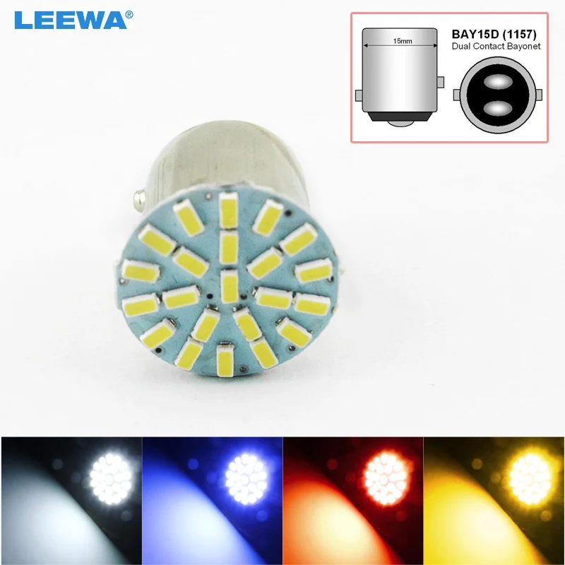 LEEWA 1PC White/blue/red/yellow Car 1157 BAY15D 3014 Chip 22SMD Auto LED Light Lamp Turn Signal Brake Lights #CA3682