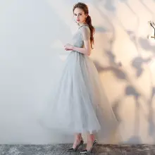 Grey Short Evening Dress Plus Size #3