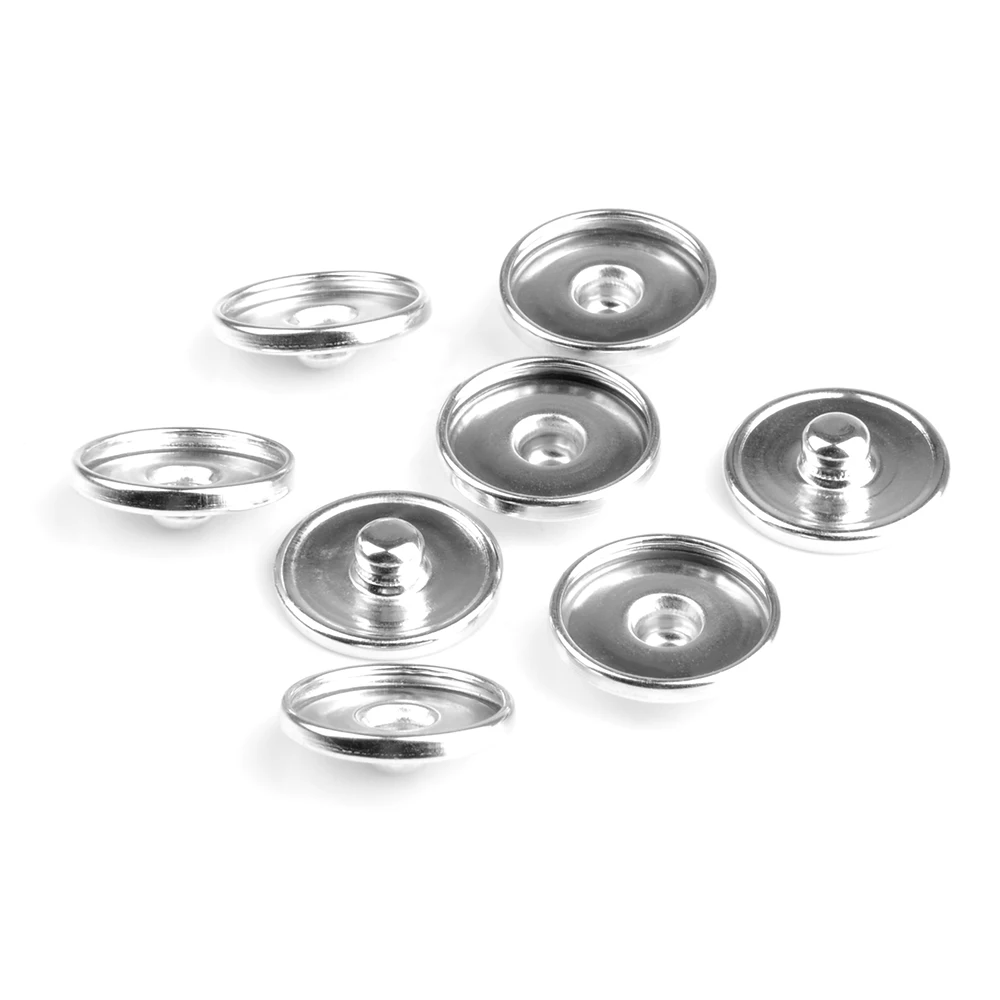 Metal Snap Button Findings 50PCS/bag 12MM 18MM 20MM For Make DIY Print Glass Snaps Cabochons Settings Bezels Jewelry