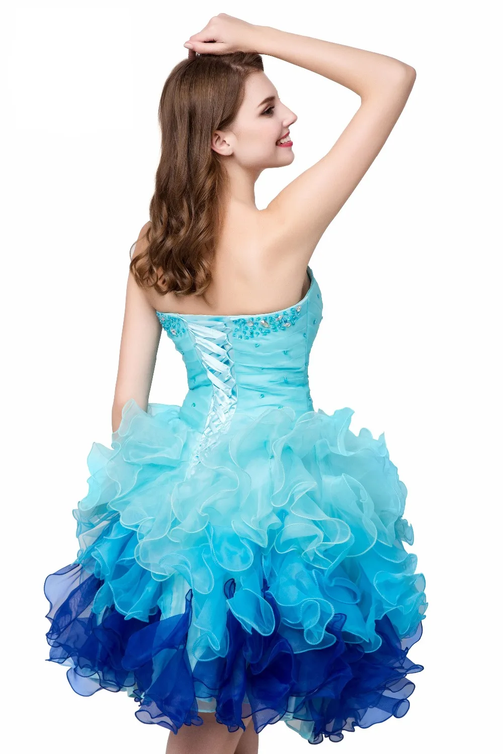 ANGELSBRIDEP-Vestido De fiesta para graduación, Vestido azul con forma De corazón, dulce, 16, para ocasiones especiales