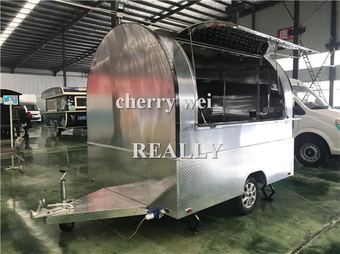 230cm cheapest full stainless steel mobile food trailer food trucks food trailer cart customize working bench fryer freezer