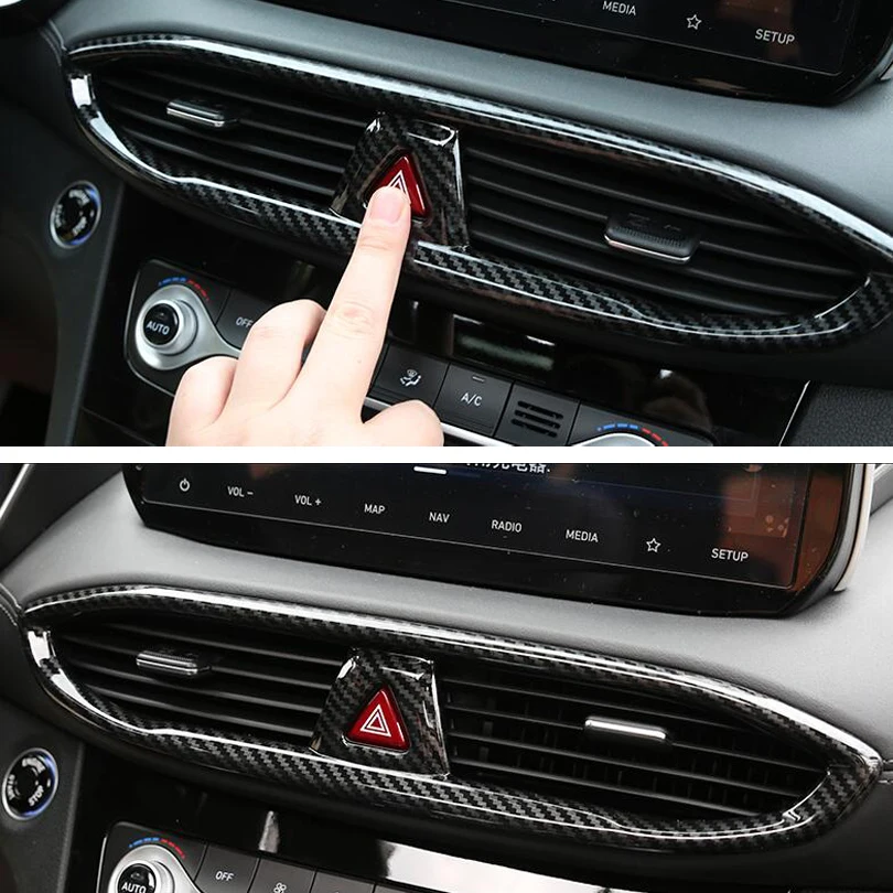 YAQUICKA-إطار لوحة القيادة للسيارة ، ملصق لوحة القيادة ، لهيونداي سانتا في (TM) 2019-2020 ، ملحقات السيارة الداخلية #3