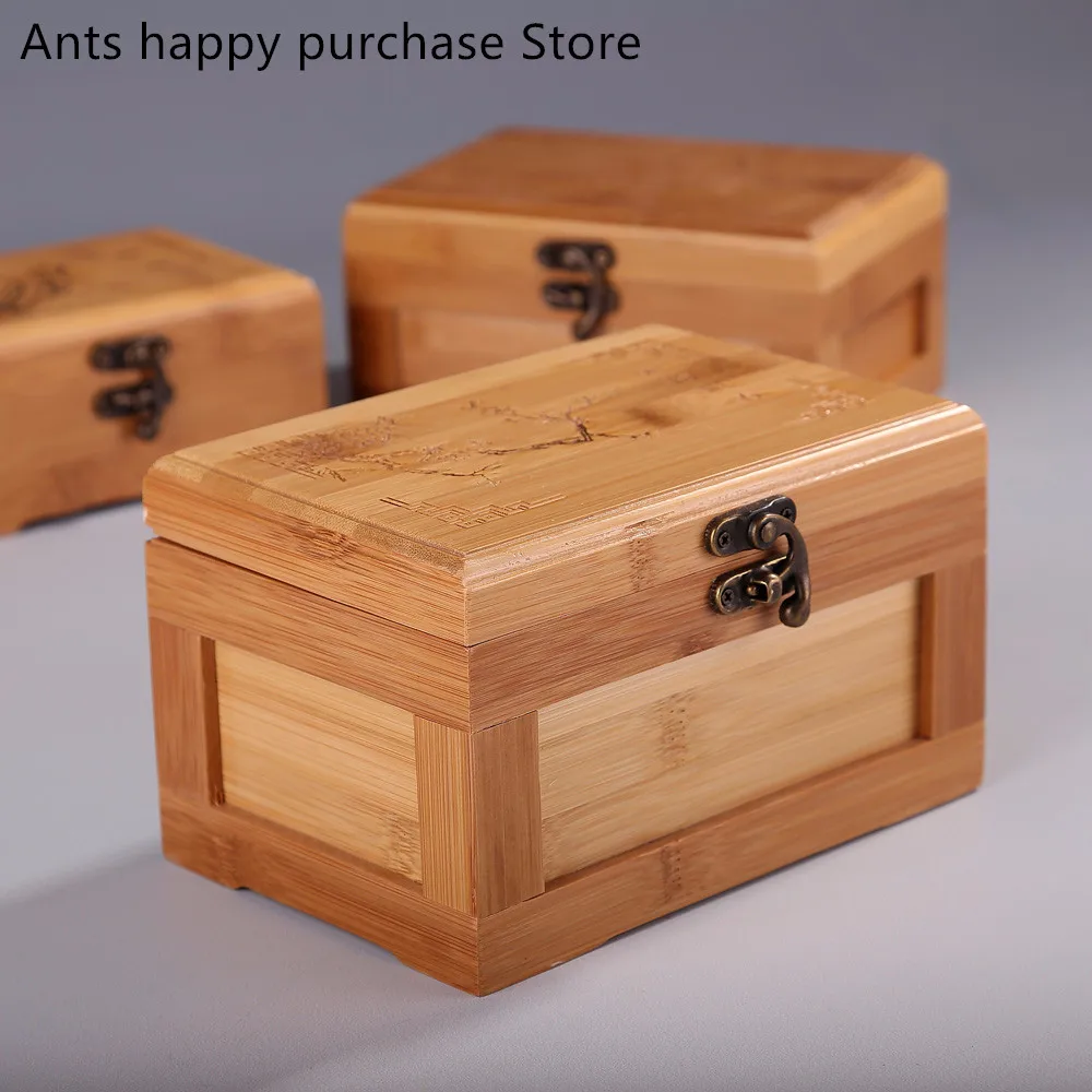 Bamboo Business Card Storage Box Wooden Jewelry Boxs Cotton Swab Key Storage Box Gift Storage Boxes & Bins