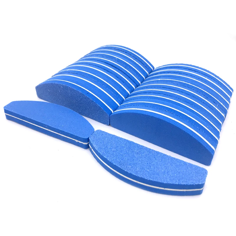 New 20Pcs/Lot Moon Style Sponge Nail File Mini Bloc Polissoir Ongle 100/180 Sandpaper Colorful Nagel Vijl Lima Buffer Tools