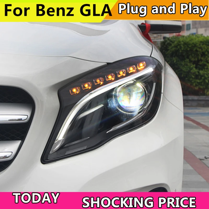 

Car Styling Head Lamp For Benz GLA 200 250 260 2015 2016 2017 Headlights LED Headlight Daytime Running Light DRL Bi-Xenon HID