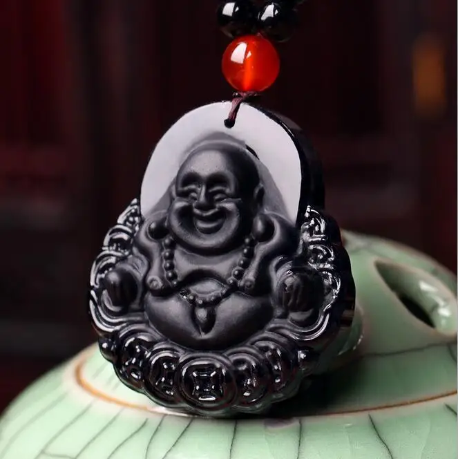 Free shipping Drop shipping Obsidian frigidite agatee money fo black bead chain long sweater chain