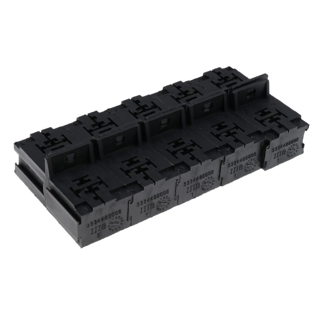 10 Pieces Automotive 30A-80A 5 Pin Relay Sockets Connector Holder With 50 Pieces 6.3mm Terminals