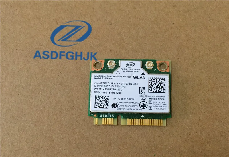 

Оригинальная карта беспроводного адаптера для intel bluetooth BT Wi-Fi Mini PCI, Intel 7260hmw AC для Dell CN-08TF1D 8TF1D 08TF1D NMTXR