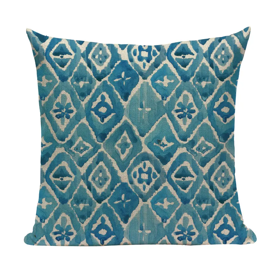 Nordic Decoration Home Pillow Case Geometric Cushion Cover Custom Blue Linen Home Cushions Sofa Seat Shabby Chic Throw Pillows