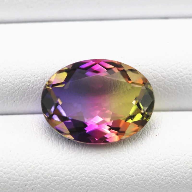 Oval shape top selling composite stone bicolored tourmaline ornamental stones for rings bracelets DIY making faceted jewelry