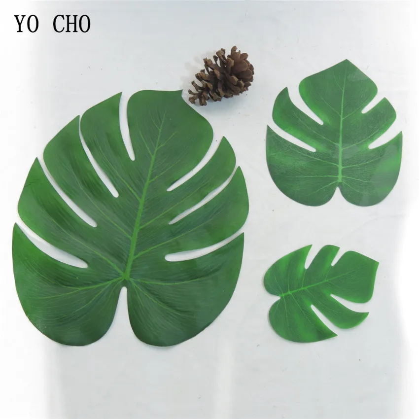 YO CHO 7pcs Artificial Plants Silk Monstera Deliciosa Turtle Leaf Home Garden Decoration Diy Gardening Flowers Cactus Paty Decor