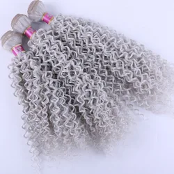 ANGIE Color Grey Kinky Curly hair Weave high temperature synthetic hair extension For Women