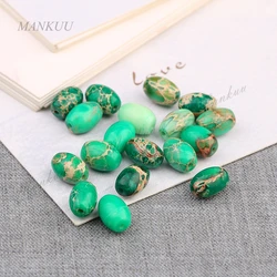 Natural Stone Green Rice Beads Sea Sediment Jaspers Imperial Beads DIY Jewelry Finding Accessories for Necklace Bracelet Making