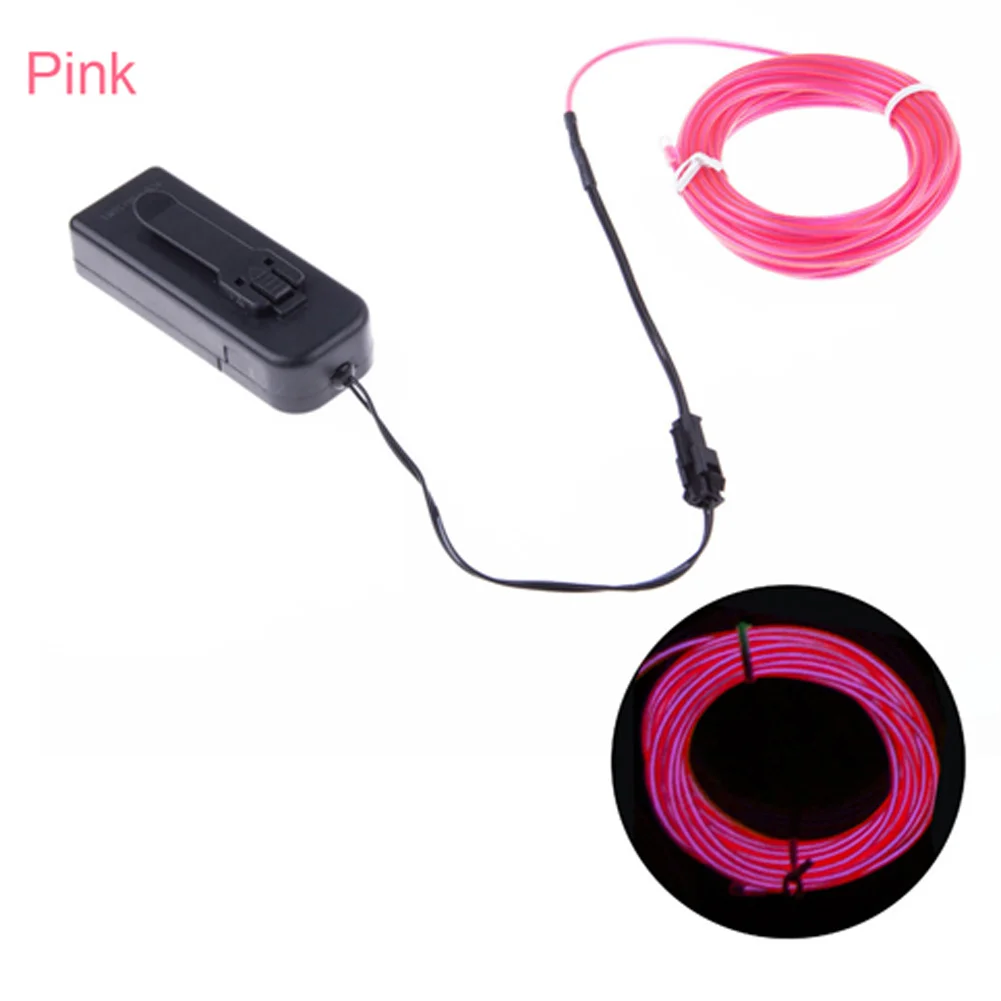 1m/2m/3m Flexible Neon Light Car Lights Dance Party Decor Lighting EL Wire LED Strip Light Tube Battery Glowing With Controller