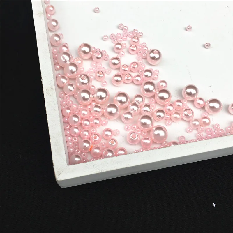 Pink Round Imitation Garment Pearl With holes For DIY Art Necklace Fashion Jewelry Making Accessories 3/4/5/6/8mm