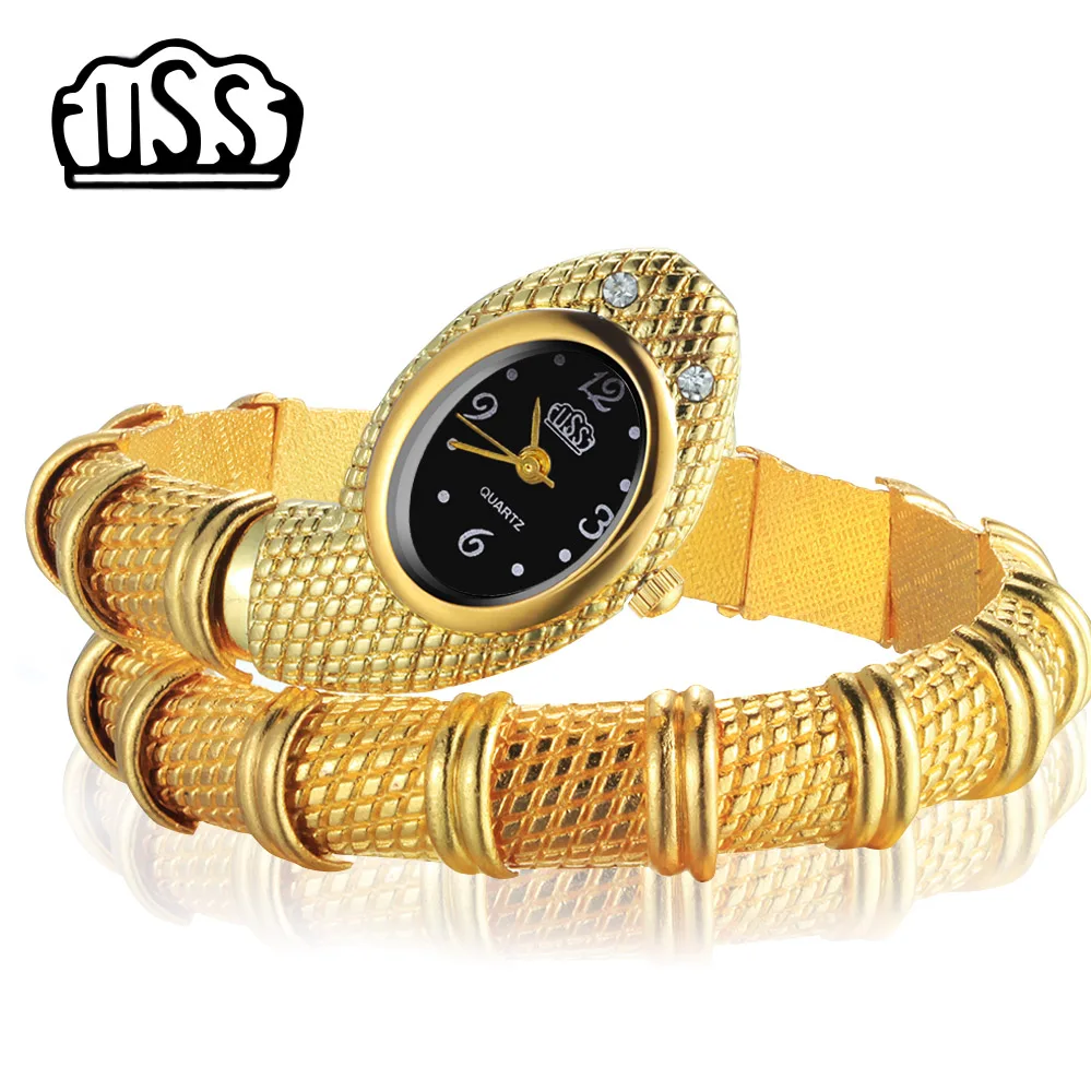 New CUSSI Snake Shaped Watch Fashion Luuxry Bracelet Watch Unique Design Women Dress Wristwatches Girl Relogio Feminino