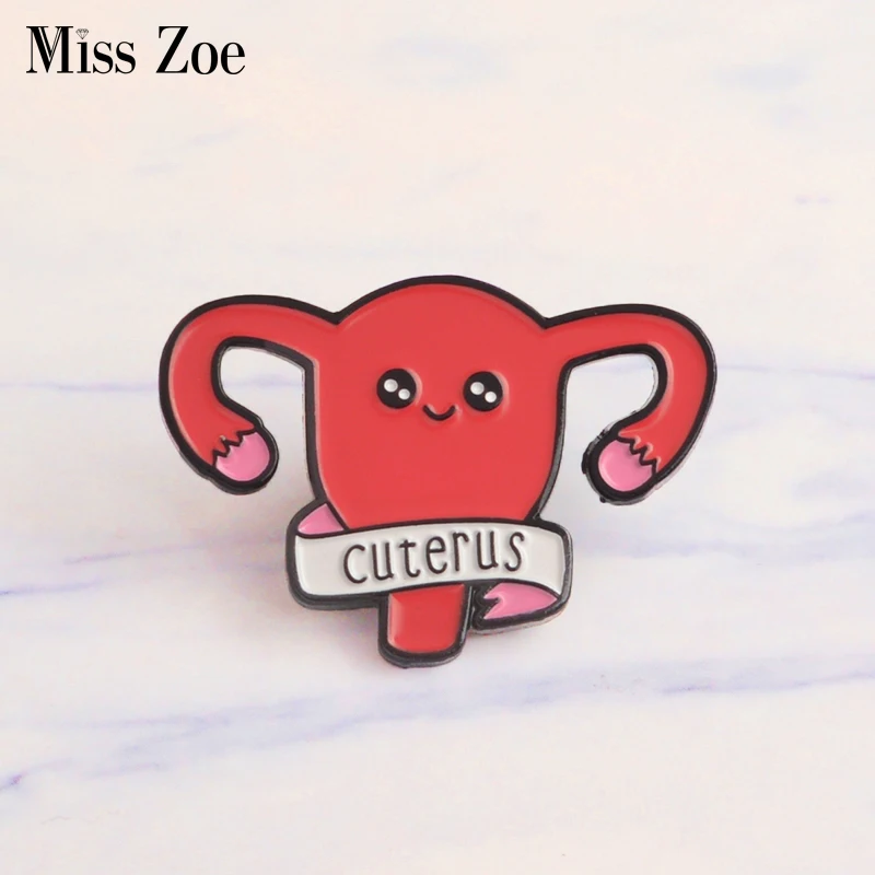 Cuterus Enamel Pin Women Female Uterus Womb Brooches Gift Feminism Icons Pin Badge Button Lapel Pin for Clothing Cap Bag