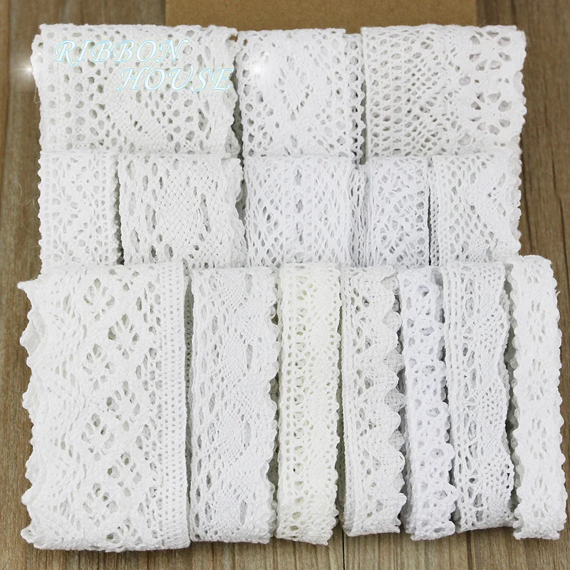 (5 meters/roll) White Cotton Embroidered Lace Net Fabric Trim DIY Sewing Handmade Craft Ribbon Materials