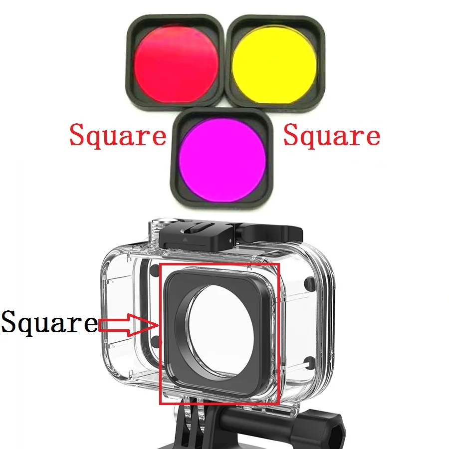 Diving Red Filter Housing Lens Protect Cap Filter Waterproof Case Square Lens Cover for Xiaomi Mijia Action Camera Accessories