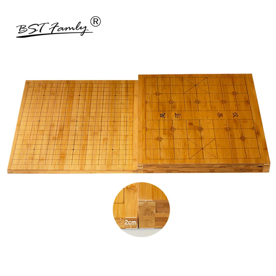 BSTFAMLY Wooden Go Chess 19 Road Chessboard 44cm*47cm*2cm Back is Chinese Checkboard Old Game of Go Weiqi Board GB03