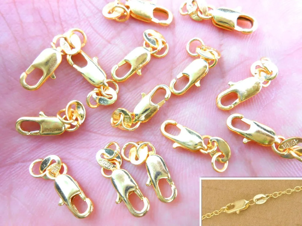 

50PCS Wholesale jewelry found 50PCS real gold print gold lobster buckle GF label necklace + open loop rope skipping LOGO