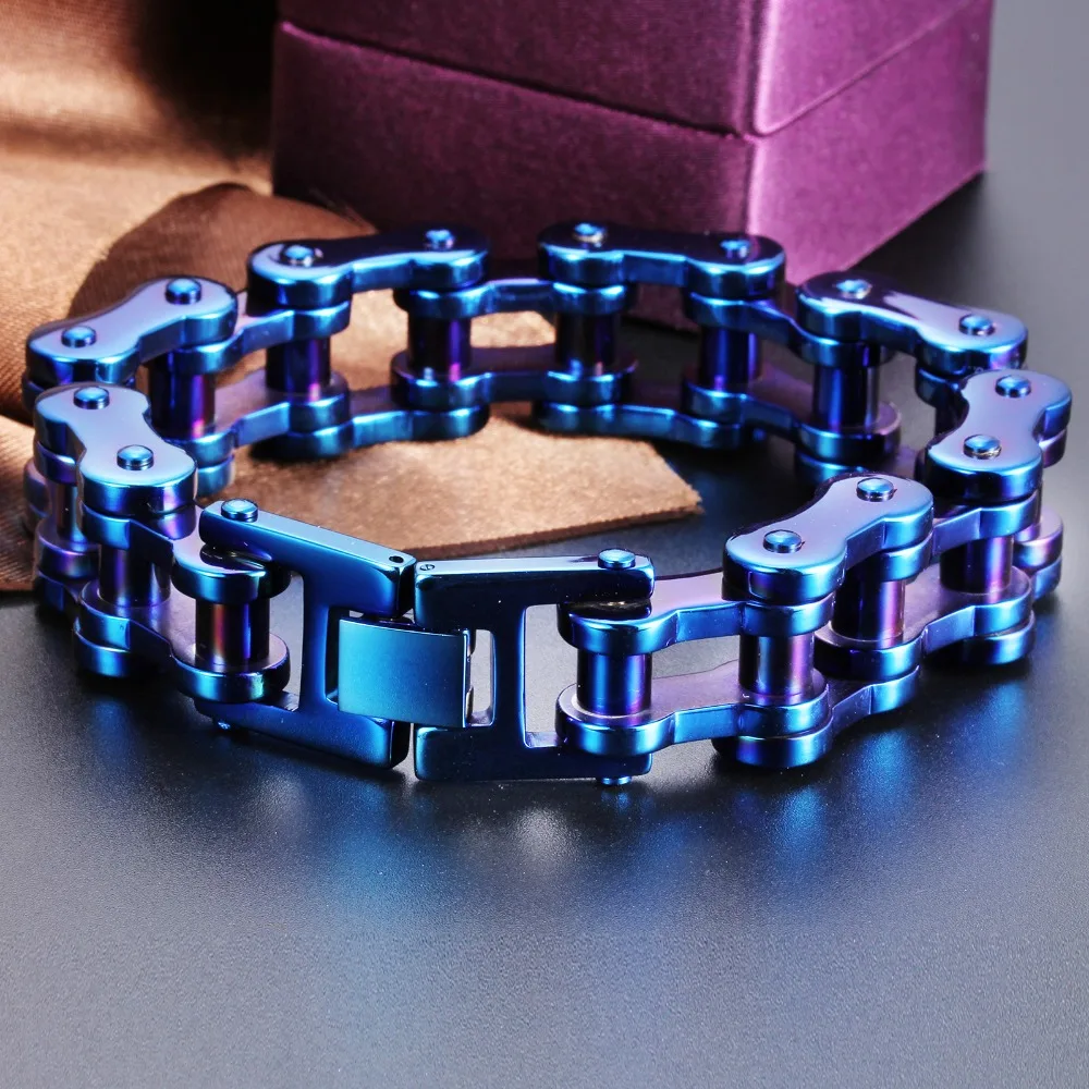 

Fashion Blue Stainless Steel Bicycle Jewellery Bike Bracelet Men Biker Bicycle Motorcycle Chain Bracelets Bangles Jewelry