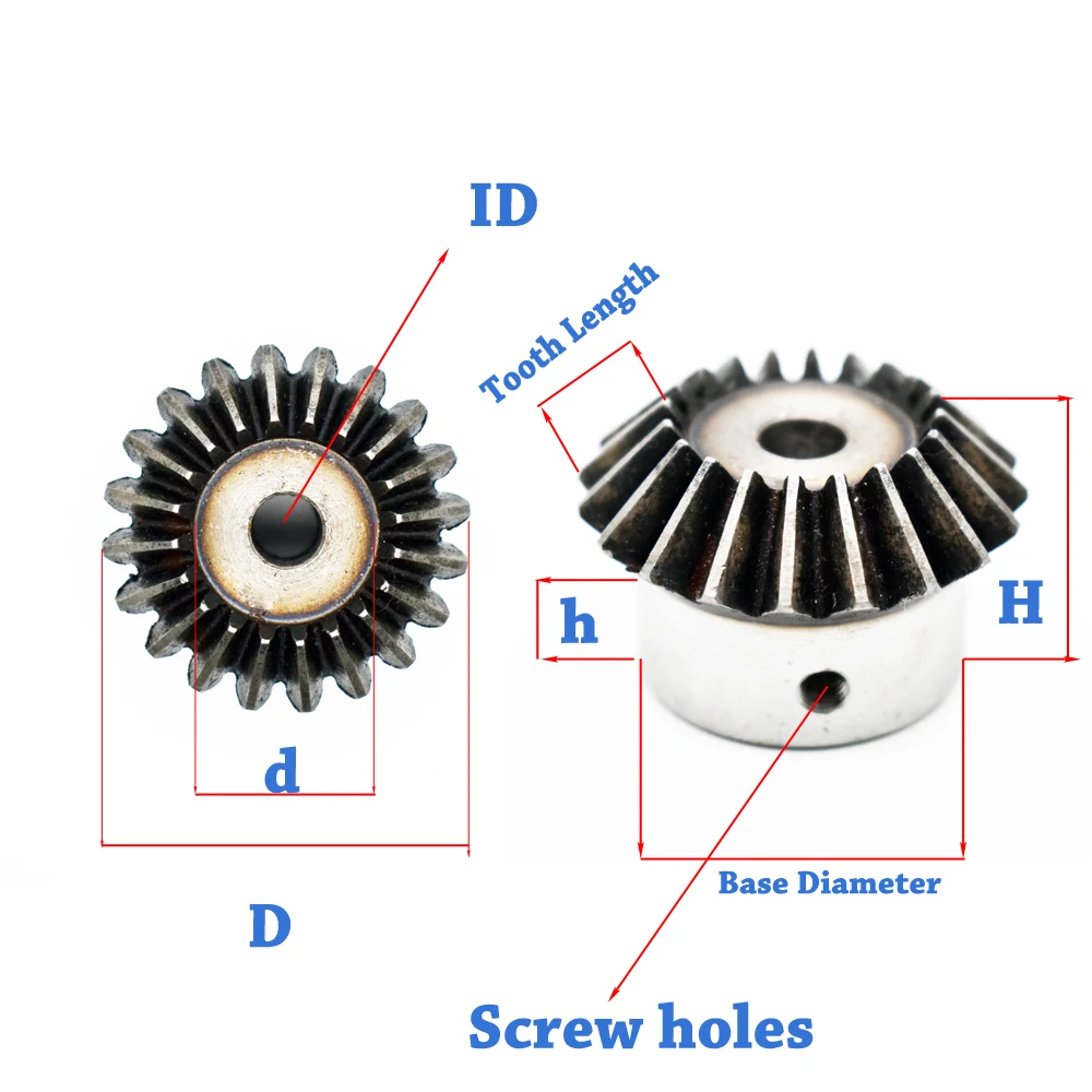 New 2Pcs 10mm 1:1 Bevel Gear 1.5 Modulus 16 Teeth  ID= 10mm 90 Degree  Steel Gears  Free shipping