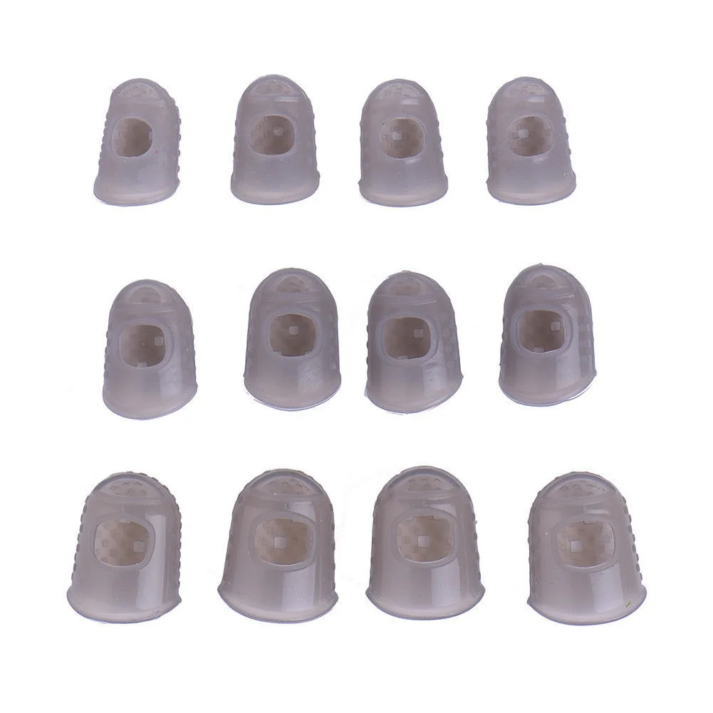 12 Pcs Thin Medium Celluloid Guitar Thumb Picks Finger Cap Protect Fingers for Splicing Line Pressing Elastic Ukulele Finger Hat